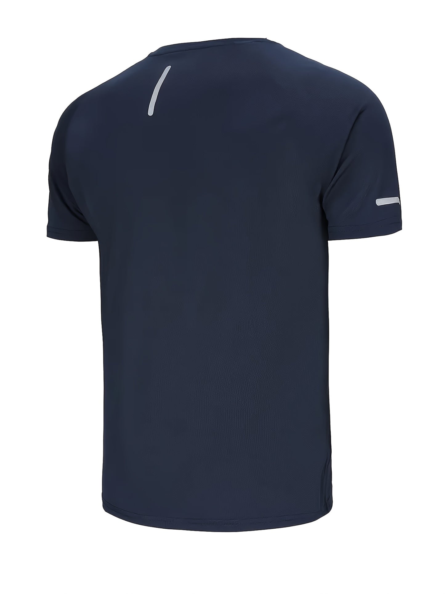 5pcs Printed Men's Quick-Dry Sports T-Shirts with Reflective Strips, Breathable and Quick-Dry Short Sleeve Crew Neck T-Shirts, Moisture-Wicking Tops for Gym, Fitness, and Running