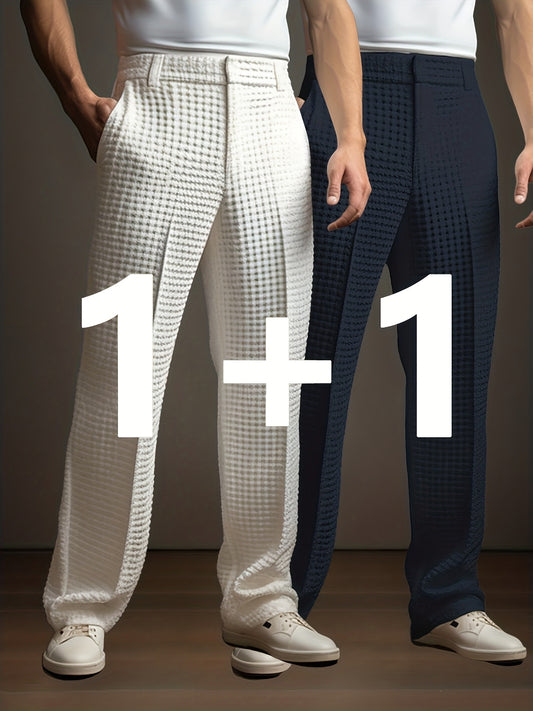 [1+1] 2pcs Men's Straight-Leg Casual Fashion Trousers