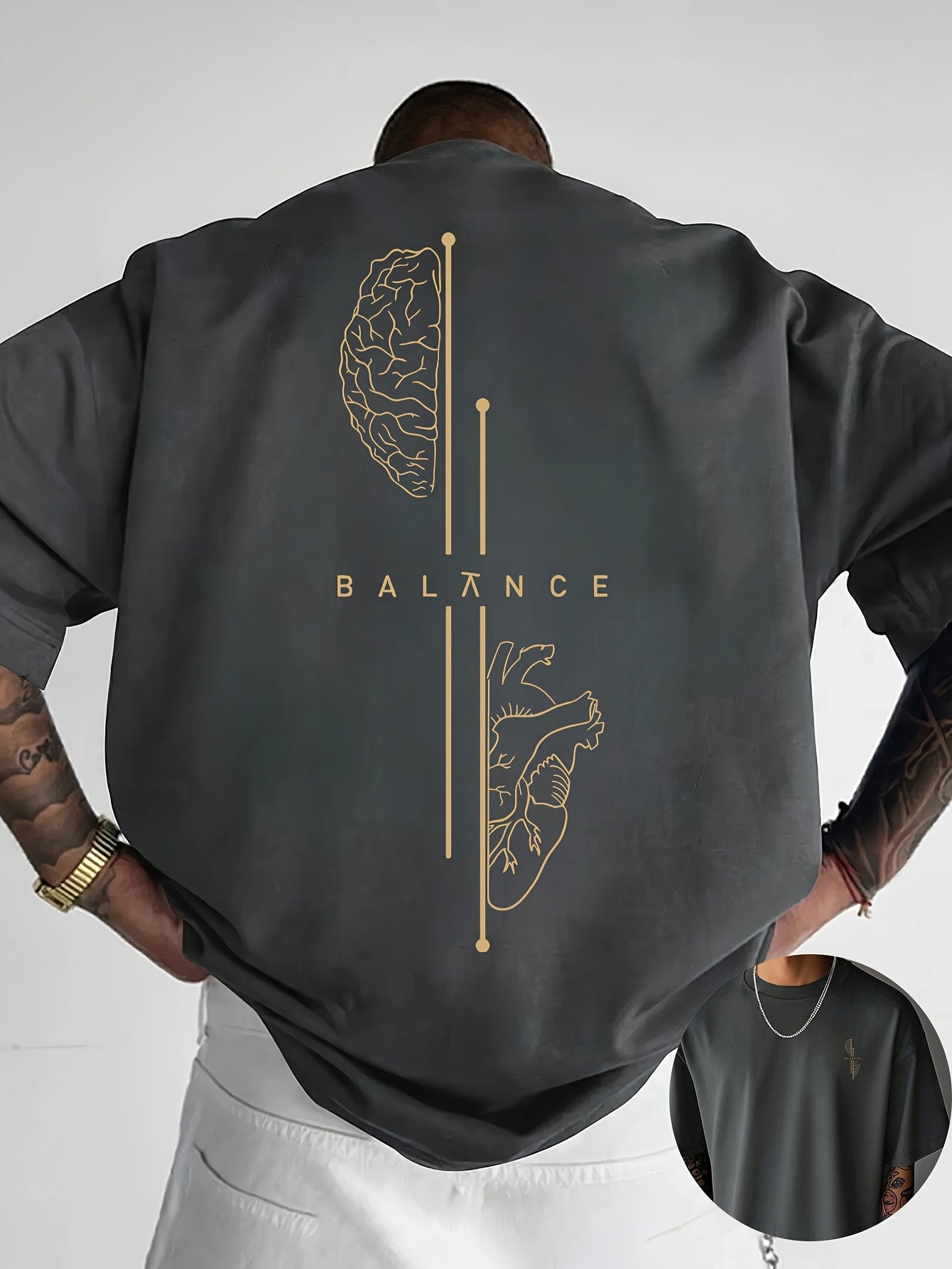 Creative Front & Back Print Round Neck T-Shirt, Casual Short Sleeve Summer Tee for Beach, Vacation & Everyday Wear