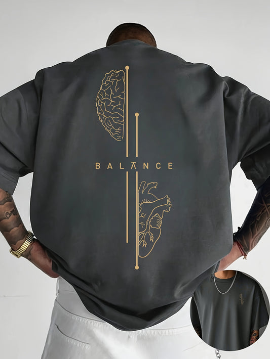 Creative Front & Back Print Round Neck T-Shirt, Casual Short Sleeve Summer Tee for Beach, Vacation & Everyday Wear