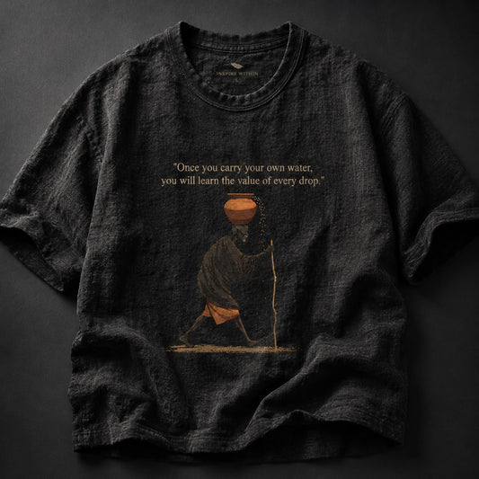 "Once you carry your own water, you will learn the value of every drop" Black T-Shirt