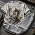 Lord Shiva Mahadev White T-Shirt with Grey Trackpant Combo